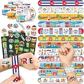 96 PCS Cuba Party Favors Set &ndash; 72 Pre-Cut Temporary Tattoos &amp; 24 Slap Bracelets, Perfect for Havana Nights, Cultural Festivals &amp; Travel-Themed Celebrations