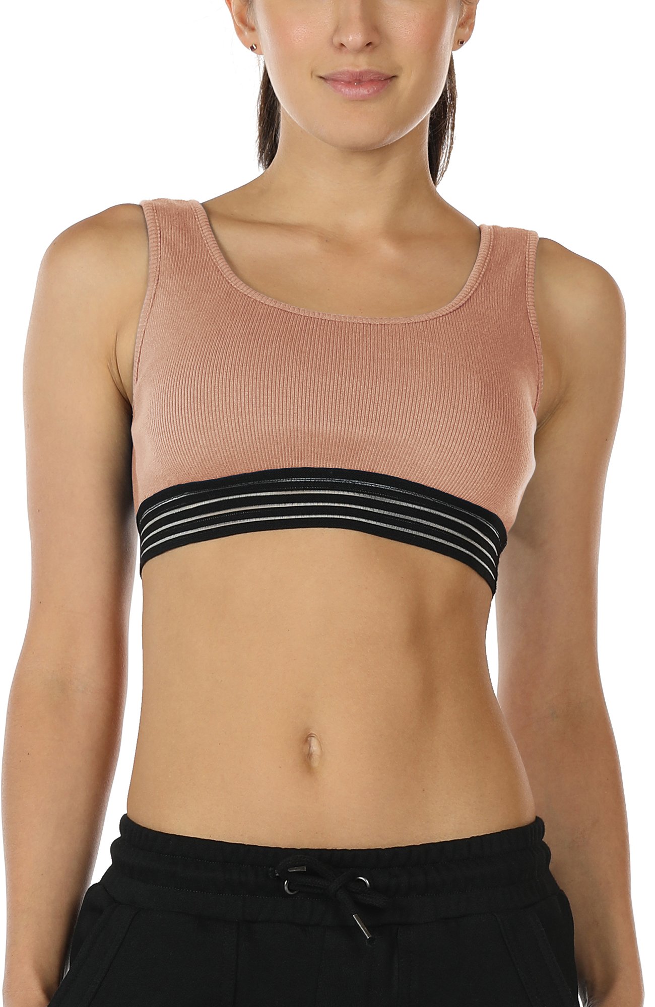 icyzone Cotton Sports Bras Women - Activewear Workout Yoga Crop Tank Tops Exercise Gym Fitness Racerback Bra (S, Rose Cloud)