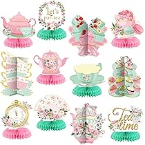 Crowns For Kids Gyufise 9-Pack Floral Princess Honeycomb Decorations - Pink & Gold Castle Party Centerpieces Disney Princess Table Decorations