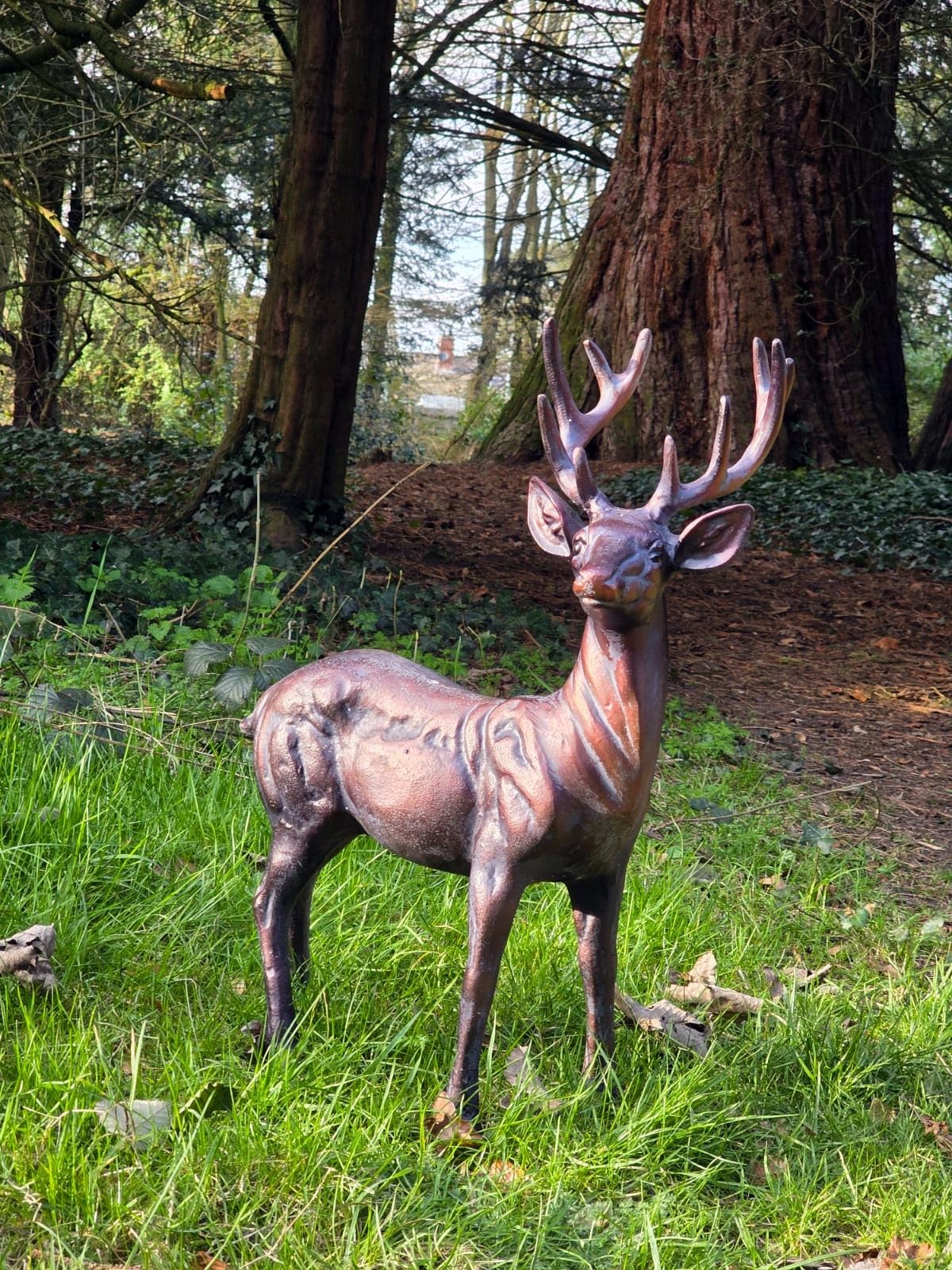 F&G Supplies Farm and Garden Cast Aluminium Standing Stag Garden Ornament Bronze Finish 67cm tall - stunning!