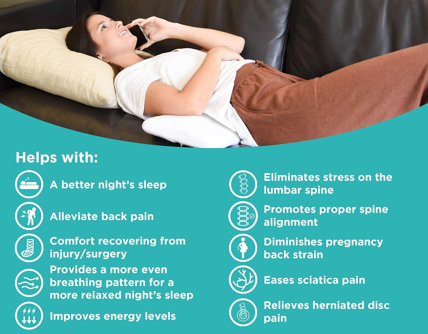 Gentle Living Cooling Lumbar Support Pillow for Sleeping Back Pain - Ergonomic Memory Foam with Heat Dissipating Cool Gel - Adjustable Height for More or Less Support - Washable Hypoallergenic Cover: Home & Kitchen