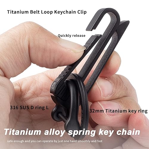 TISUR Belt Loop Keychain Clip, Titanium Carabiner Keychain Key