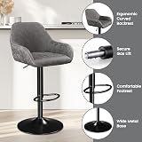 Yaheetech Bar Stools Set of 2 Adjustable Swivel PU Leather Grey view 5