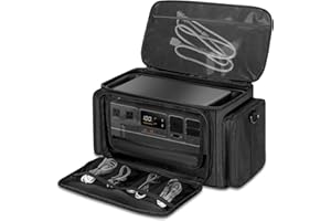 Trunab Portable Station Carrying Case Compatible with DJI 1000 Power Station Generator, Protective Shoulder Bag with Transparent Front Panel and Heat-Dissipating Side Zippers,Black