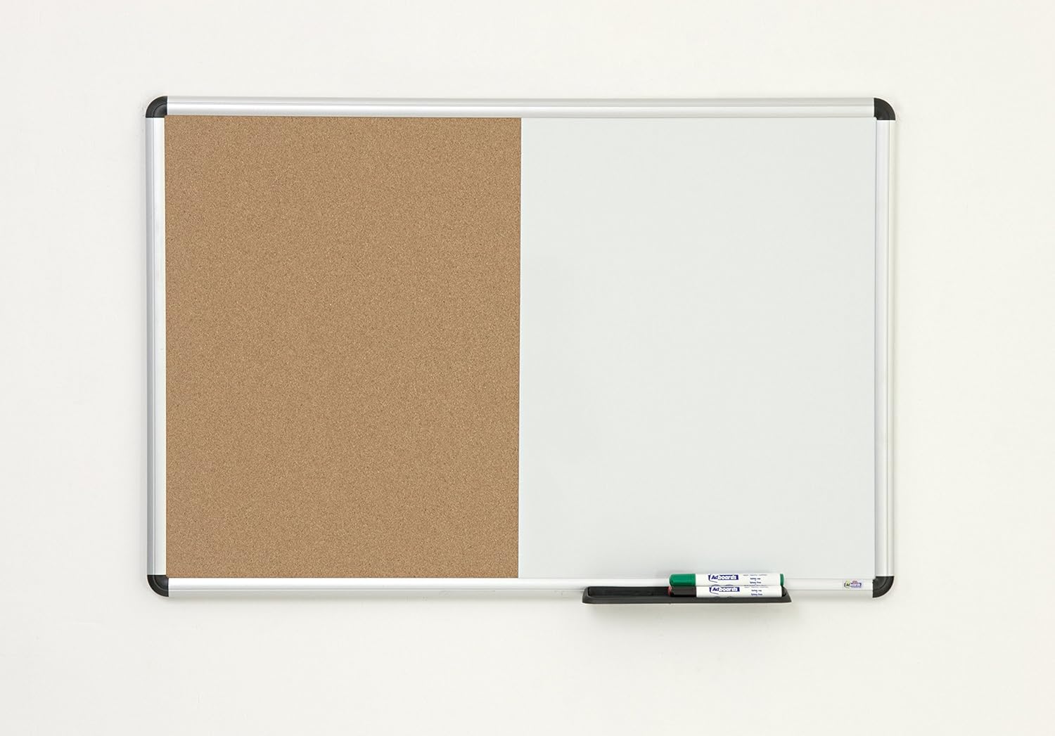 Aluminium framed Cork Combination Notice Board Whiteboard (120cm x 90cm
