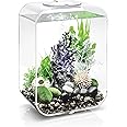 biOrb Life 15 Acrylic 4-Gallon Aquarium with White LED Lights Modern Compact Tank for Tabletop or Desktop Display, Transparent
