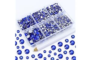 Briskbloom 4500PCS Resin Flatback Rhinestone, 2mm 3mm 4mm 5mm 6mm Sapphire/Dark Blue Flatback Rhinestones for Tumblers, Nails Art, Mugs, Bottles, Craft Decoration, Loose Bling Glitter Gem Stone