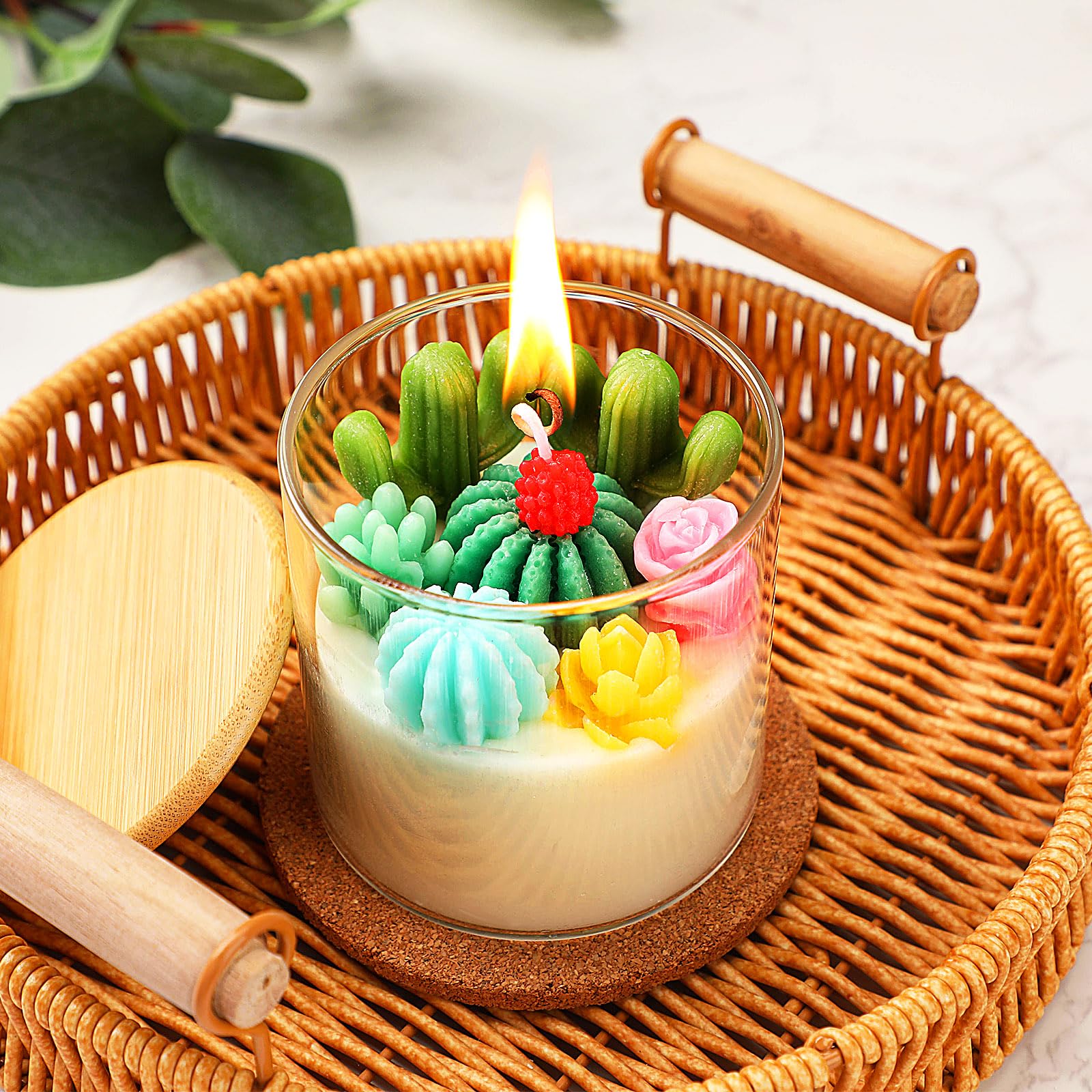 Photo 1 of Tondiamo Succulent Cactus Candles Gift, 3.15 Inch Scented Decorative Terrarium Plant Candles Votive for House Warming Wedding Baby Shower Spa Home Decoration Christmas Gifts, Pastel