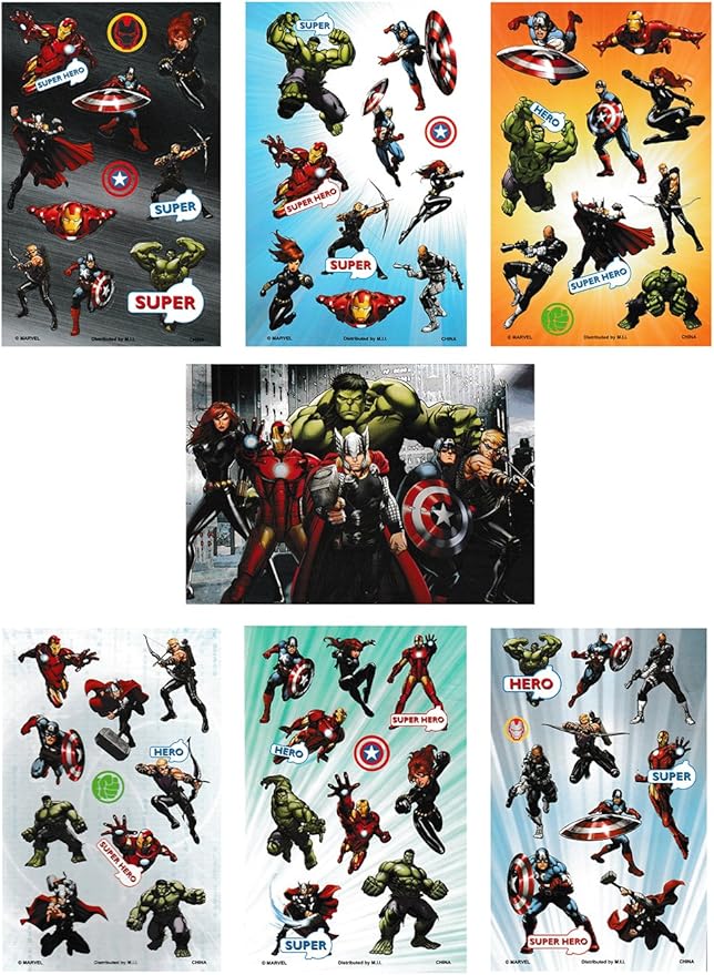 Marvel Avengers Assemble 6 Sticker Sheets Plus a Sticker