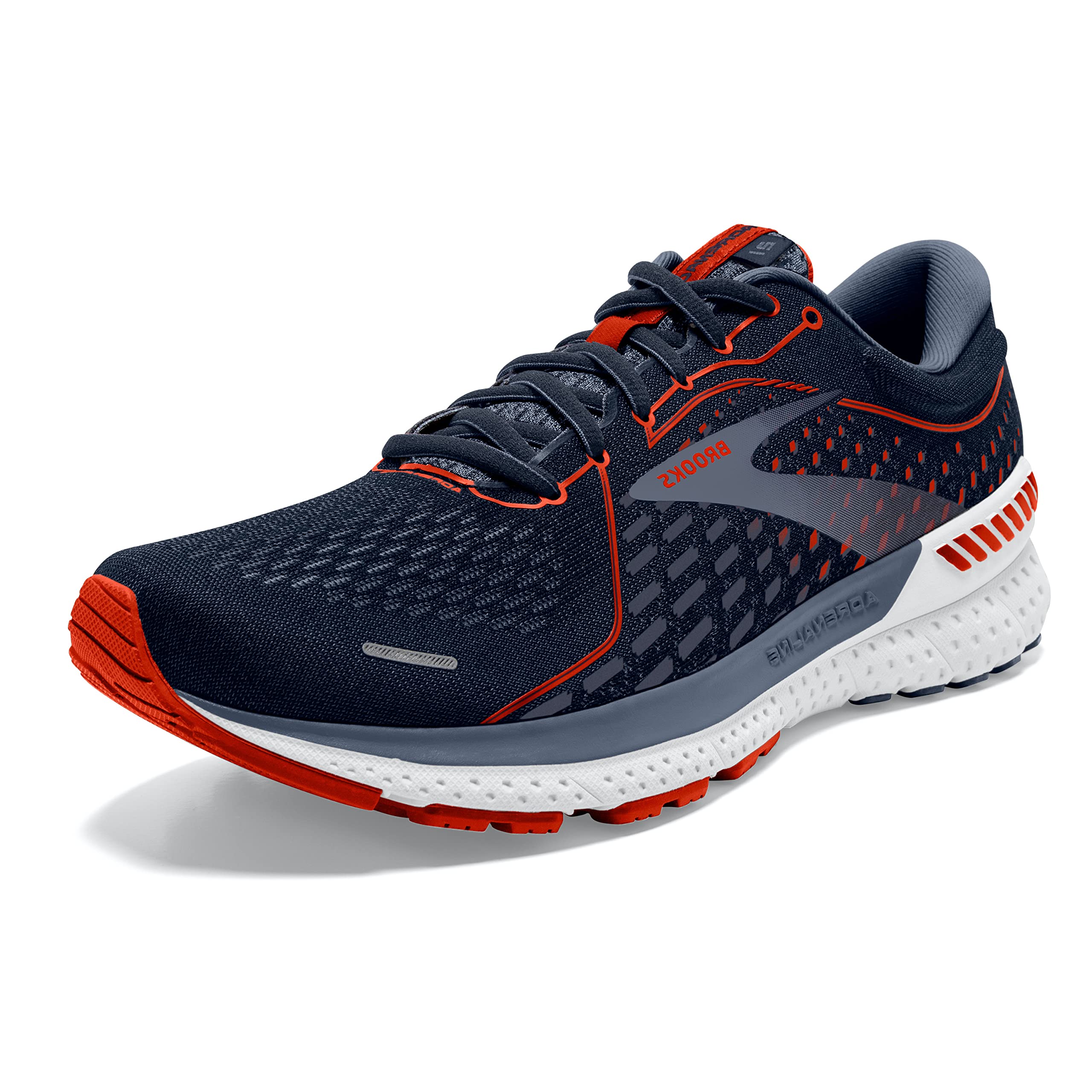 Brooks Men's Adrenaline GTS 21 Running Shoe, Navy/Red Clay/Gray, 10 UK