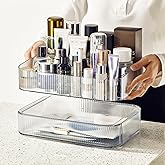 Ssiixx Makeup Organizer with Stackable Drawer,Large Capacity Cosmetic Storage Display Case for Vanity, Ideal for Desk Dresser Countertops Bathroom and Bedroom,Suitable for Cosmetic (Transparent)