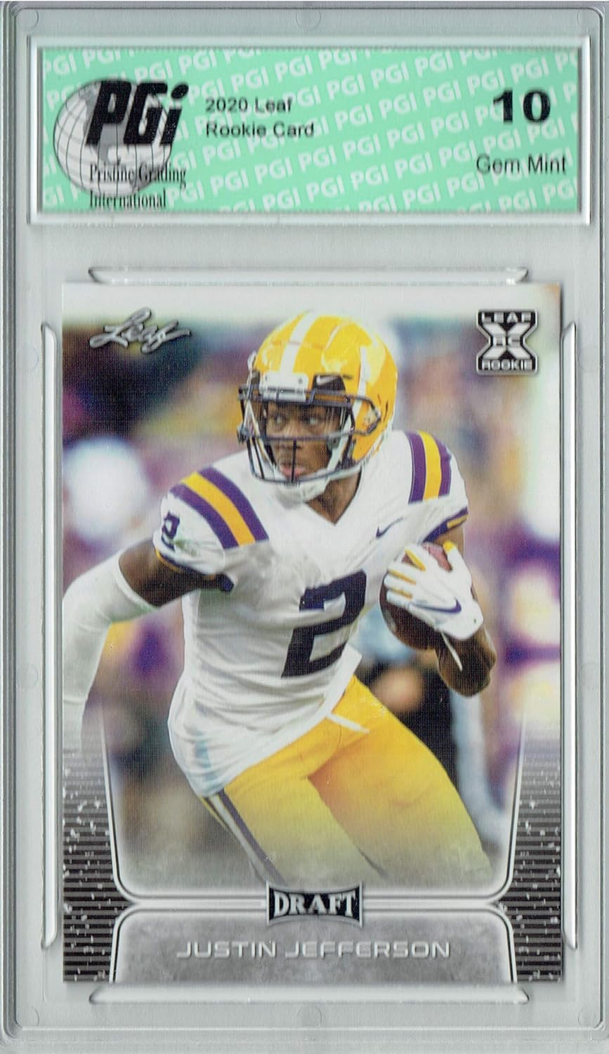 Sports Collectibles Justin Jefferson 2020 Leaf Draft Football #40 Gem Mint  Rookie Card PGI 10 Trading Cards