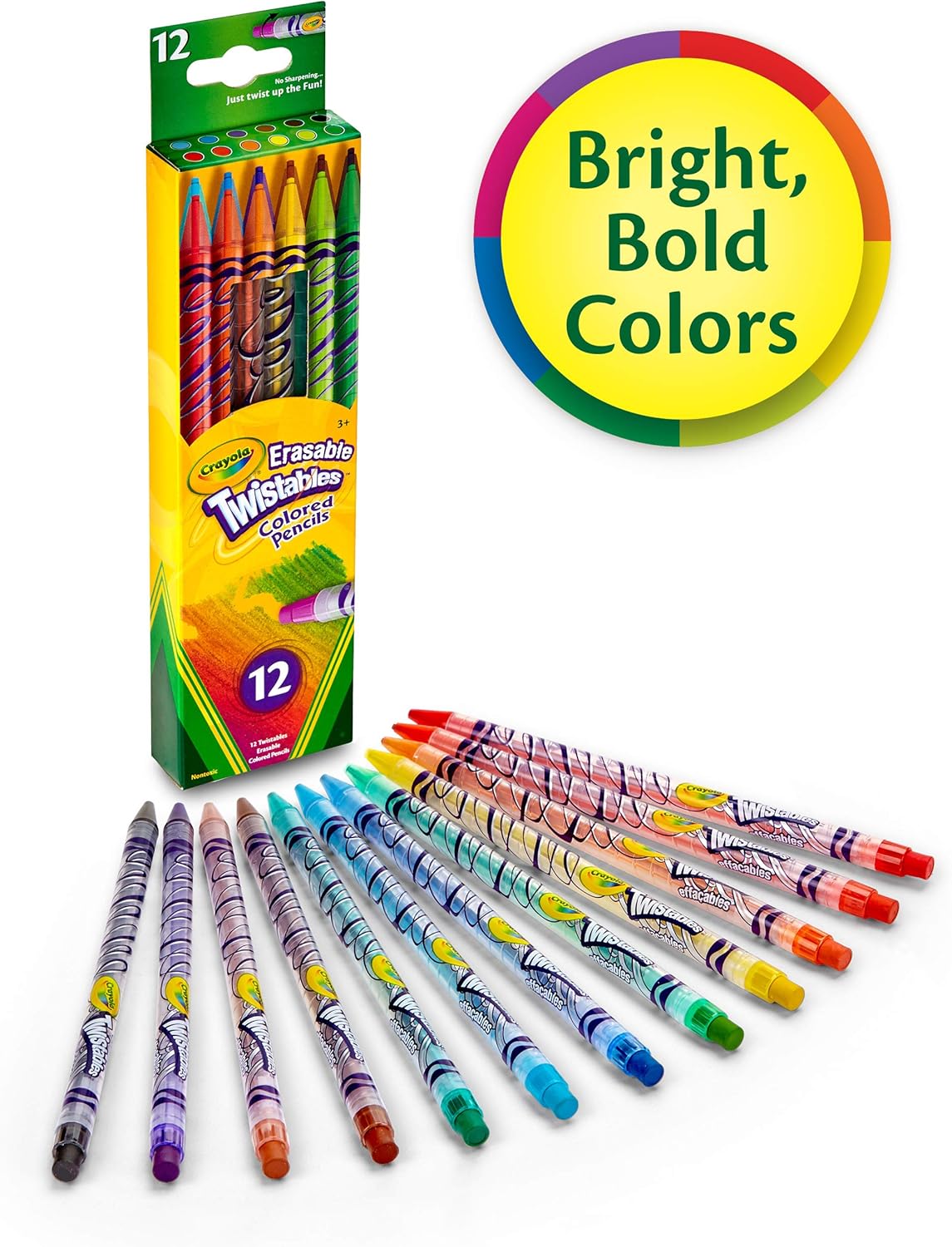 Crayola Twistables Erasable Colored Pencils, Assorted Colors, 12 Count, Gift for Kids: Toys & Games