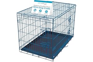 Internet's Best Wire Dog Crate for Dogs - Double Door Metal Steel Crate, Indoor Folding & Collapsible Cage, Secure & Durable, Portable Travel Kennel, Ideal for Home Use - Blue, 36 Inches