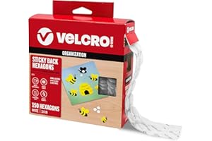 VELCRO Brand Sticky Back Hexagons, 150pk Dots with Adhesive Nature Inspired Shape, White 3/4 in, Peel and Stick Organization for Office, Classroom, Home