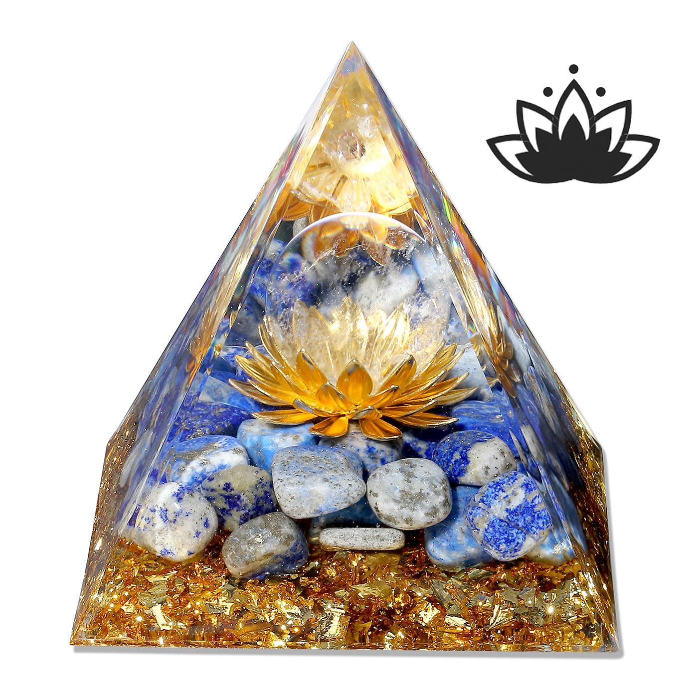 XIANNVXI Lapis Lazuli Crystals Tower,Lotus Flower Tower Orgonite Orgone Lapis Lazuli Healing Crystal Gemstone Tower