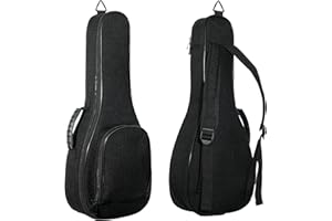 DEVISEV Deviser ukulele case 12MM Thick Padding ABS Handles ukelele case linen fabric 21 inch Soprano ukulele gig bag with Felt picks Black