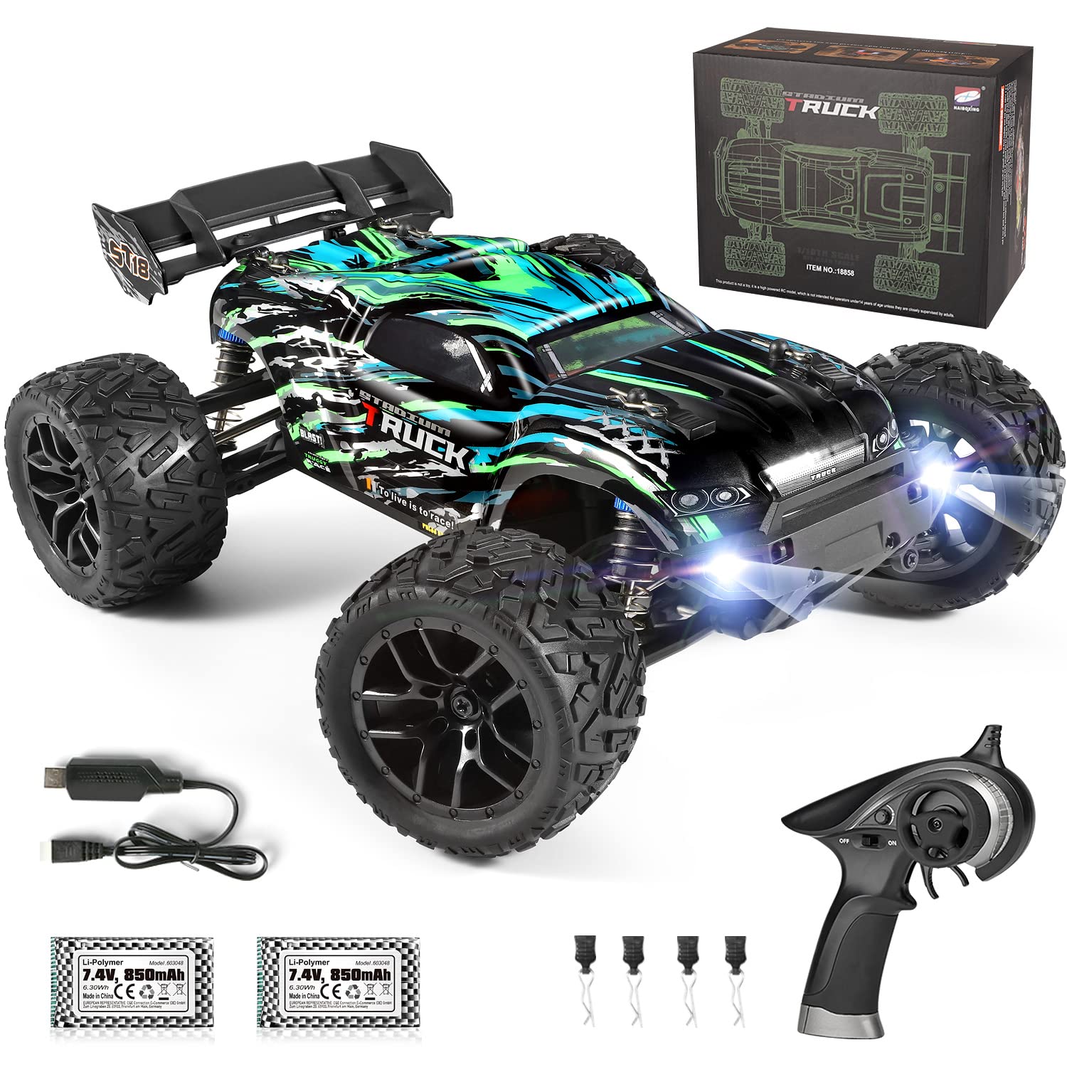 HAIBOXING Remote Control Car, 2.4GHz 1:18 Proportional 4WD 36+ km/h Hobby RC Car Offroad Monster RC Truck Waterproof RC Truggy RTR Off-Road Toy