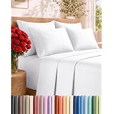 CGK Queen 6pc Bed Sheet Set - Breathable &amp; Cooling - White | Hotel Luxury Bedding for Women, Men, Kids &amp; Teens, 8-16 Inch Deep Pockets, 1 Flat &amp; 1 Fitted Sheet &amp; 4 Pillowcases