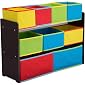 Delta Children Deluxe Multi-Bin Toy Organizer with Storage Bins, Dark Chocolate/Primary Colored Bins