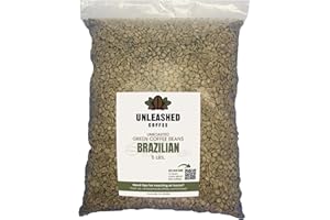 Unleashed Coffee | Unroasted Brazilian Coffee | Direct Trade | Unroasted Coffee Beans for Roasting | Non GMO Arabica Coffee | Single Origin, Farm Fresh Gourmet Coffee | 5 LB Bag