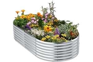 Jebosam 8x2x1.5ft Raised Garden Bed Outdoor,Galvanized Raised Garden Bed for Vegetables Flowers,Large Planter Raised Beds for Gardening,Deep Metal Planter Box for Fruits Herbs,Garden Bed Kit