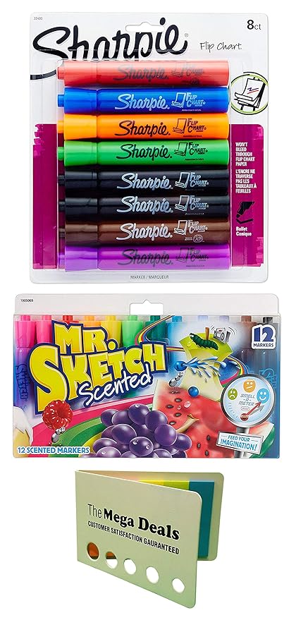 Sharpie Flip Chart Markers Bullet Tip Assorted Colors 8 Count Mr Sketch Scented Markers Chisel Tip Assorted Colors 12 Count Includes 5