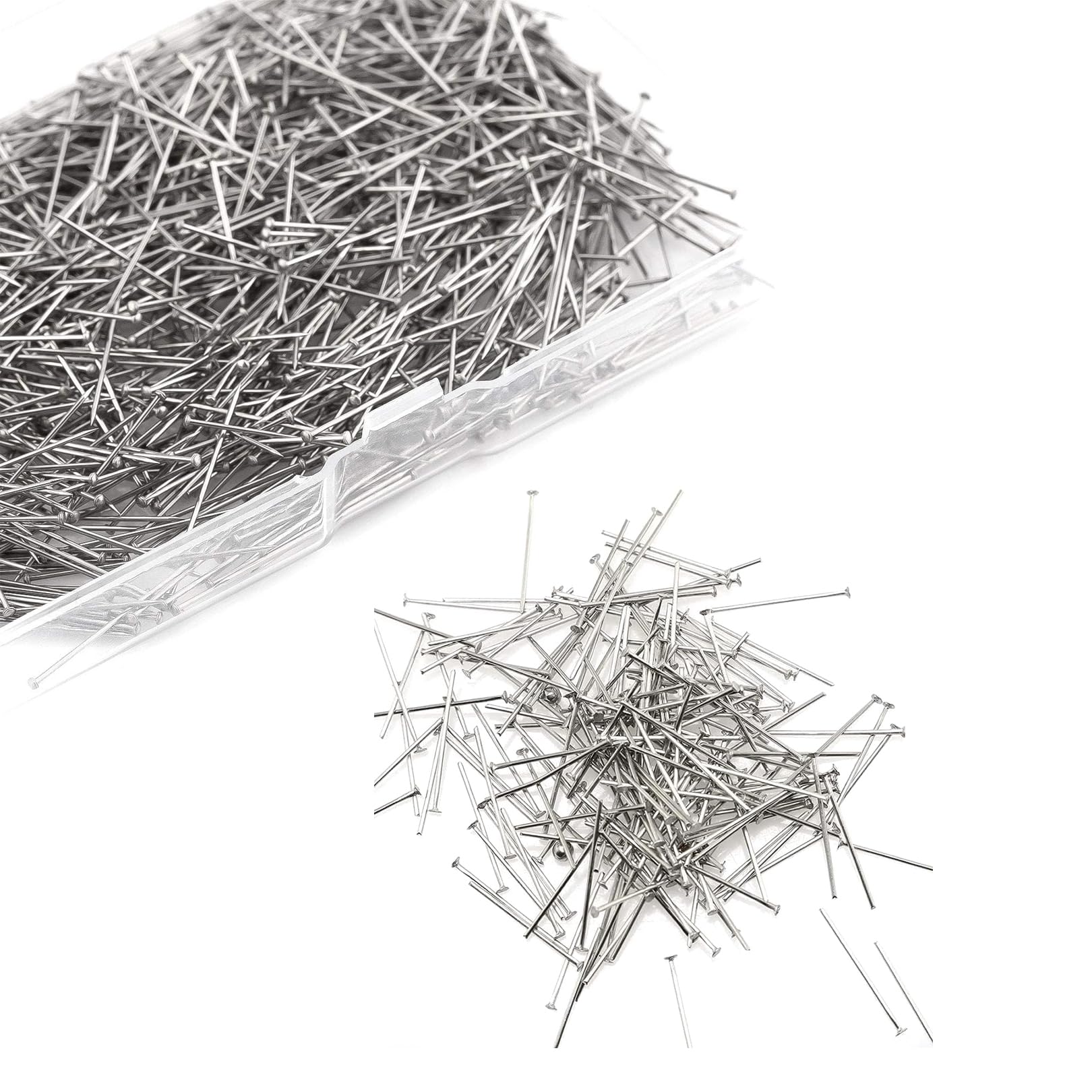 1000 Piece Stainless Steel Sewing Pins - Fine Satin Head Pins for Dressmaking, Jewelry & Craft Projects