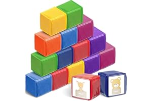 Yilloog 16 Pcs 3.15 Inch DIY Photo Pocket Dice for Classroom Large Clear Foam Dice Education Playing Game Cubes Set 6 Sided Stacking Blocks Teacher Teaching Cubes Toys for School (Pure Color)