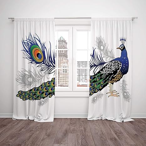 2 Panel Set Thermal Insulated Blackout Window Curtain Peacock