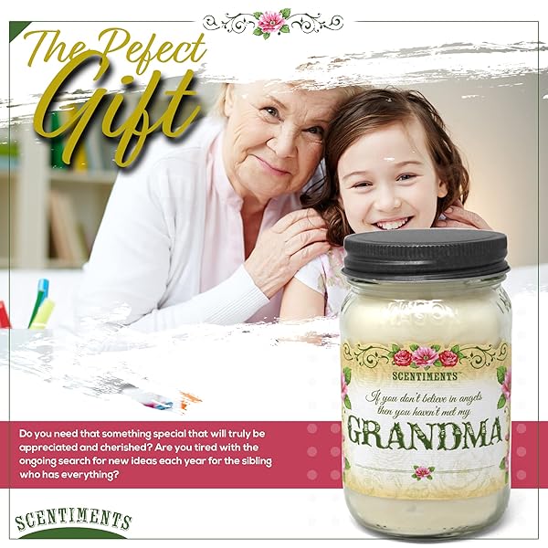 SCENTIMENTS GRANDMA GIFT CANDLE VANILLA SCENTED FRAGRANCE 16OZ GRANDMA GIFTS FOR BIRTHDAY CHRISTMAS GRANDMA GIFT 100% SOY WAX – 80+ HOURS BURN TIME NIKA’S HOME SOY CANDLES HIGHLY SCENTED