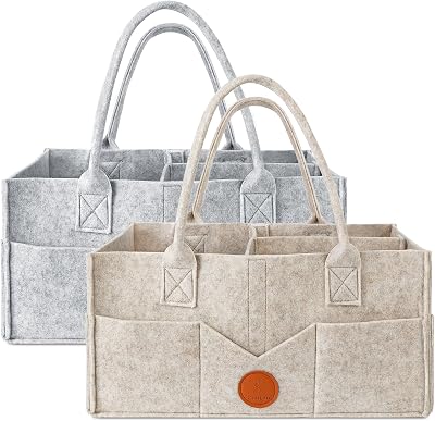 Maliton Nappy Caddy Khaki Grey 15.3x9.3x7 in 2 Packs Detachable Dividers