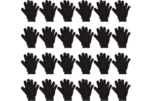Glooarm 24 Pairs Kids Winter Gloves Warm Stretchy Knitted Full Finger Gloves Bulk for Boys Girls 1-14 Years