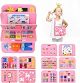 Visator Busy Board Montessori Toys Pink For Toddlers Fine Motor Skills