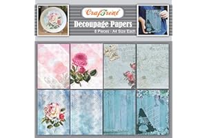 CrafTreat Lace Decoupage Paper for Crafts - Rose Lace and Alphabet - Size: A4 (8.3 x 11.7 Inch) 8 Pcs - Furniture Decoupage Paper Words - Decoupage Paper for Scrapbooking