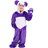 Furry Purple Panda Toddler Costume - Hooded Jumpsuit with Soft-Sculpted Ears, Mitts & Booties