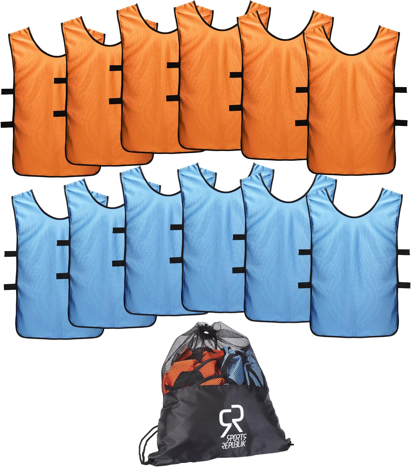 SportsRepublik Pinnies Scrimmage Vests for Kids, Youth and Adults (12-Pack) - Soccer Pennies