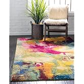 Unique Loom Estrella Collection Colorful, Abstract, Watercolor, Modern, Eclectic Area Rug (3' 3 x 5' 3 Rectangular, Multi/Beige)