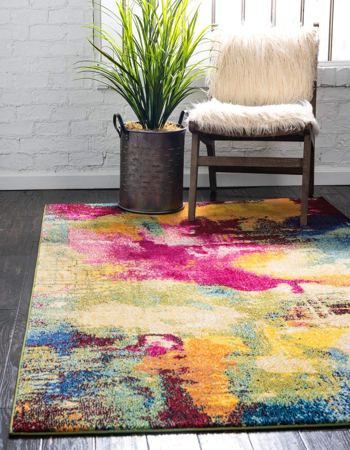 Unique Loom Estrella Collection Colorful, Abstract, Watercolor, Modern, Eclectic Area Rug, 10 ft 6 in x 16 ft 5 in, Multi/Beige Image