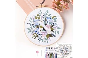 REEWISLY Embroidery Kit for Letter N,Embroidery Starter Kit with Pattern and Instructions,1 Plastic Embroidery Hoops,Color Threads,Instructions and Needles,DIY Adults Embroidery, Video Teaching