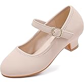 Dufannie Girls Dress Shoes Low Heel Princess Flats Mary Jane Flower Wedding Party Glitter Shoes for Kids Toddler