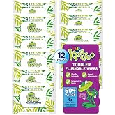 Flushable Wipes for Baby and Kids by Kandoo, Sensitive and Unscented Formula, Hypoallergenic Potty Training Wet Cleansing Cloths, 42 Count, Pack of 12