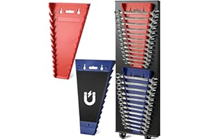 Magnetic Wrench Organizer Tool Trays - 2-Pack, 24-Slot Wrench Holder for Tool Box, SAE (1/4" to 1-1/16") & Metric (6 to 24mm)