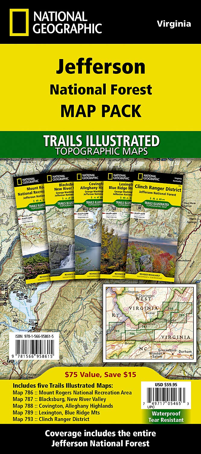 Jefferson Forest Trail Map Jefferson National Forest Map Pack Bundle (National Geographic Trails  Illustrated Map): Amazon.co.uk: National Geographic Maps: 9781566958615:  Books