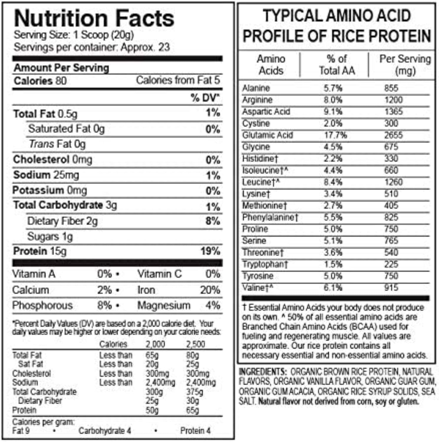 Growing Naturals Rice Protein Isolate Powder, Vanilla Blast, 465-Gram: Health & Personal Care