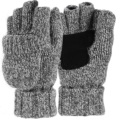 Sudawave Gants Homme Femme Hiver Chauds Tricote En Laine Gants Demi Doigts Mitaine Gris Amazon Fr Vetements Et Accessoires