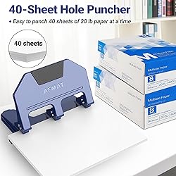 AFMAT 3 Hole Punch Heavy Duty, 40-Sheet 3 Hole