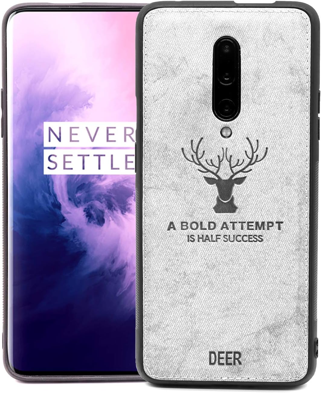 OnePlus 7 Pro Case, Scratch Resistant & Anti Slip Grippy Protecting Case Uniquely Designed with Soft Cloth Texture TPU Case for OnePlus 7Pro Smartphone [Gray]