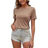Eonvogueous Womens T Shirts Short Sleeve Crew Neck Shirts Basic Tee Tops Blouse Summer Casual Tee Tops S-XXL