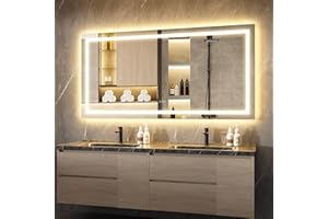 LOYAL STAR Vanity Mirror with Lights 72" L x 36" W,Various Size Optional,LED Bathroom Mirror with Backlit & Front-Lighted,Stepless Dimmable Wall Mirrors with Anti-Fog, Memory, Shatter-Proof, 3 Color Temperature